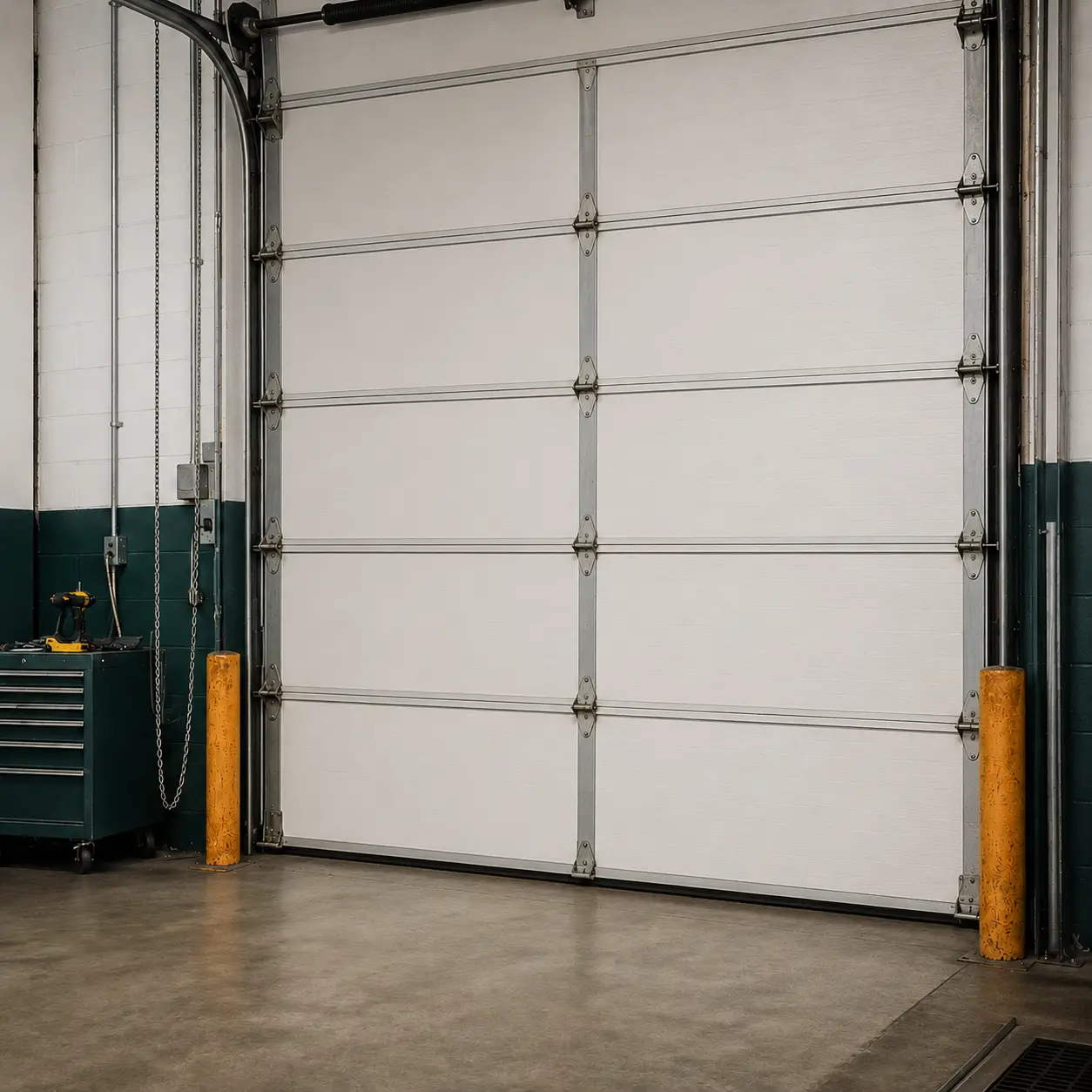 Residential garage door after professional repair in Greenfield Indiana