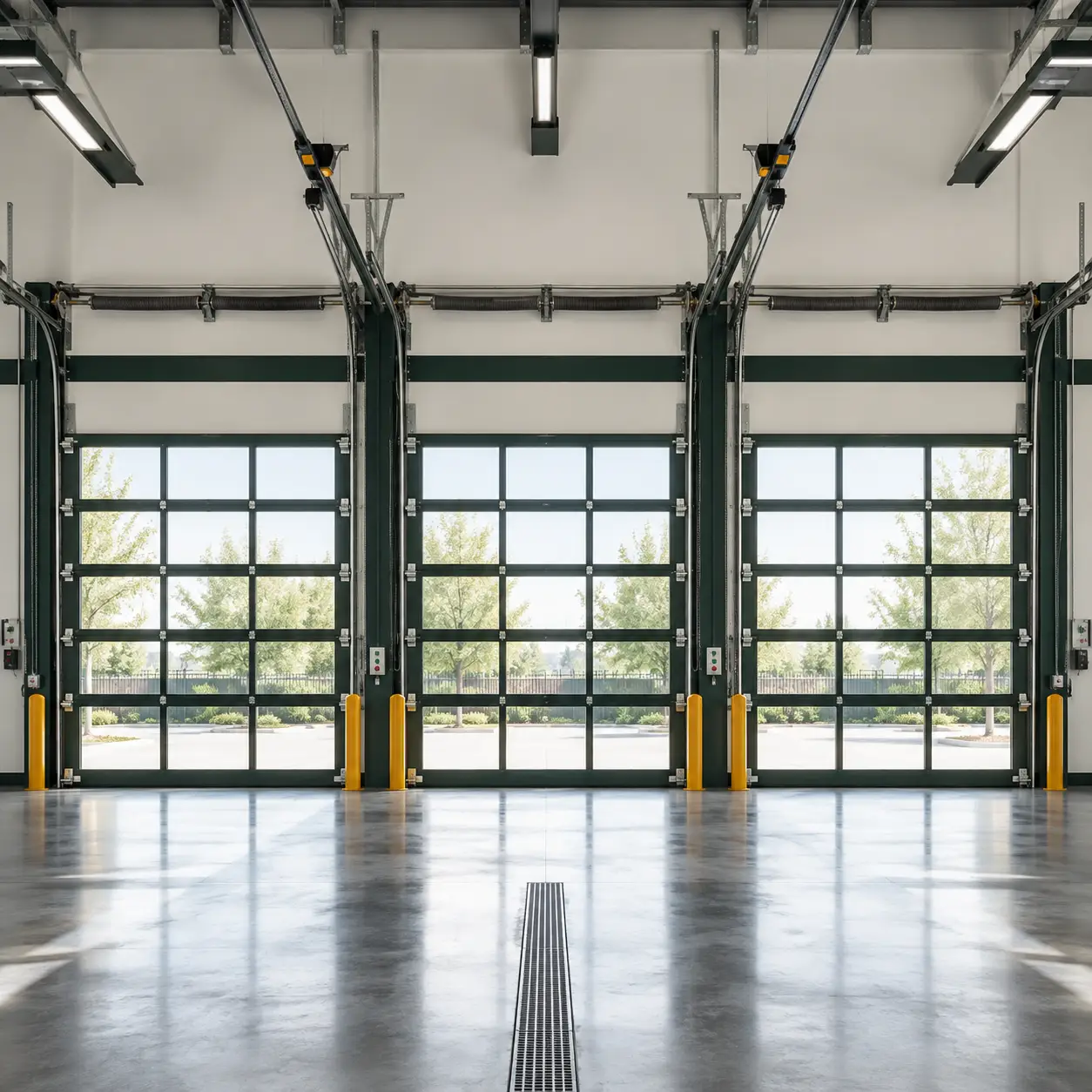 Commercial overhead garage door system at a Greenfield Indiana business property