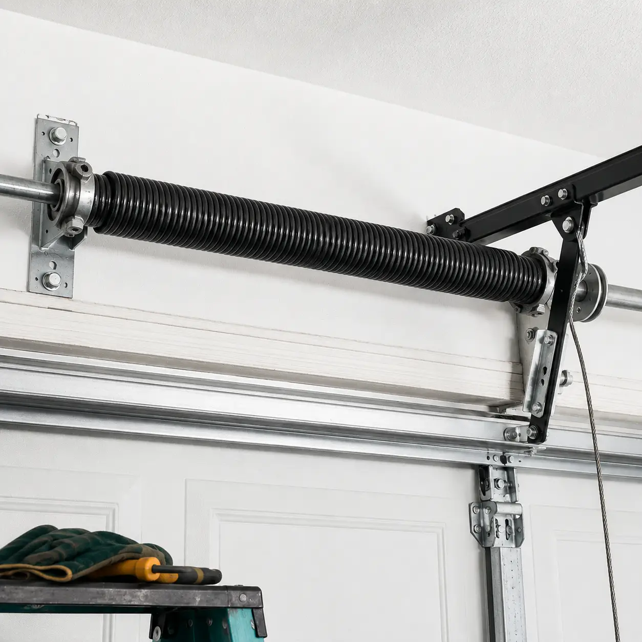 Residential garage door after professional repair in Greenfield Indiana