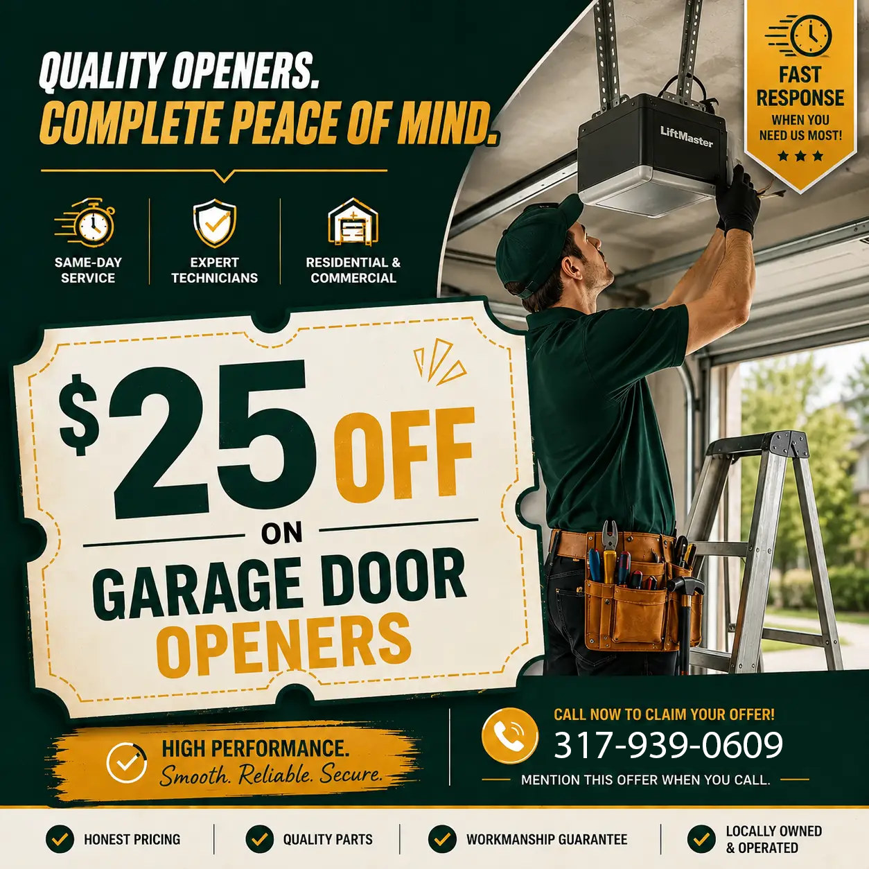 25 dollars off garage door openers coupon from Greenfield Garage Door Pro