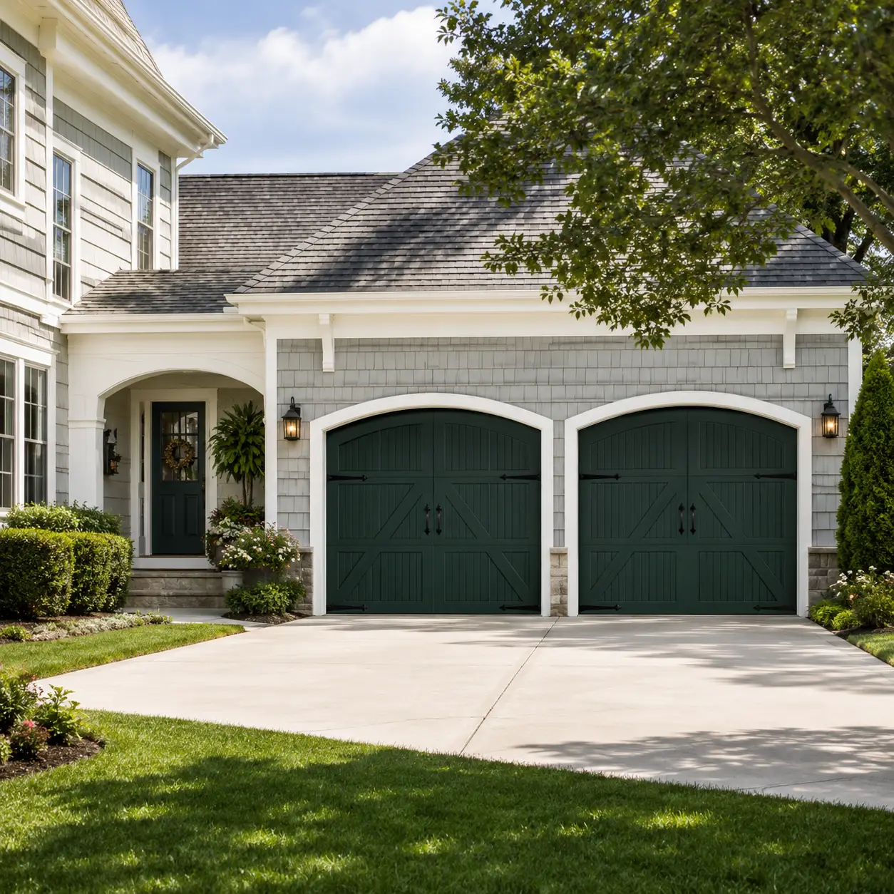 Residential sectional garage doors at a Greenfield Indiana home